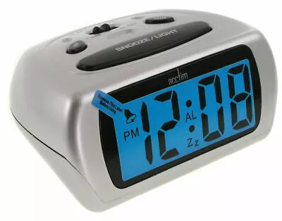 Acctim Auric Digital LCD Display Alarm Clock With Snooze Silver 12340 • £14.99