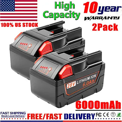 2pack 6.0Ah For MILWAUKEE For M28 Lithium Battery 28V 48-11-2830 48-59-2819 LED  • $100.99