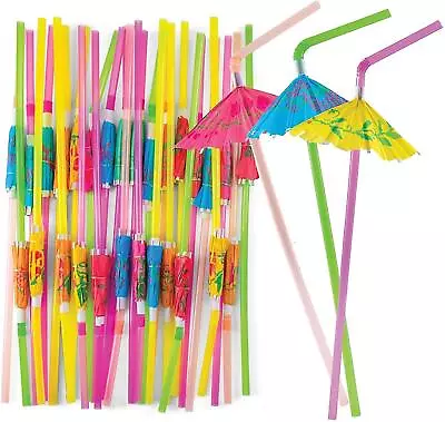 £2.03 • Buy Cocktail Drink Straw Umbrella Colourful Flexible Plastic Birthday Party Supplies
