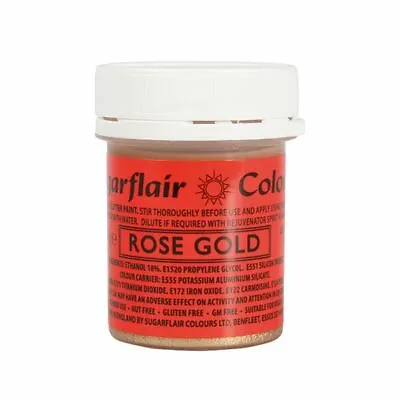 Edible Food Colouring Sugarflair Glitter Paint Rose Gold 35g Cake Decorating • £7.95