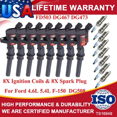 8X Ignition Coil Pack And Iridium Spark Plug For Ford F-150 4.6L 5.4L V8 DG508 • $69.95