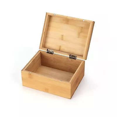 Small Bamboo Wooden Box With Hinged Lid 6.7 X 5.1 X 3.1 Inch Natural Wooden ... • $26.61