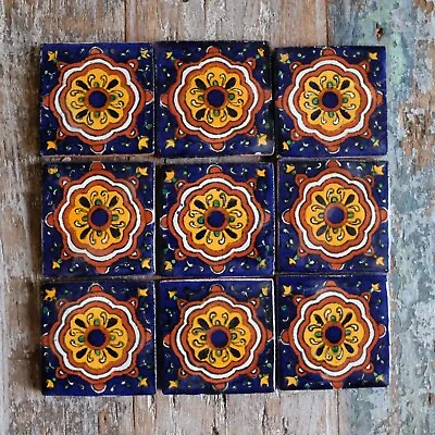 9 X  Ceramic Mexican Tiles Cupula -  SMALL SIZE 5 X 5 Cms • £5.85