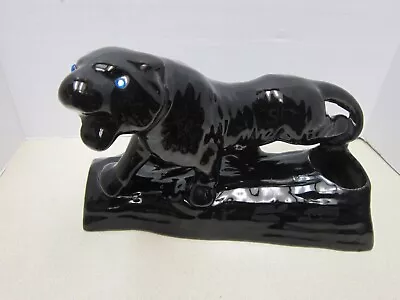 Vintage Mid Century Art Deco Black Panther Blue Eyes - Planter 12  • $39