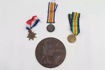 WW1 1914 - 15 Star Trio Medals & Death Plaque • £235