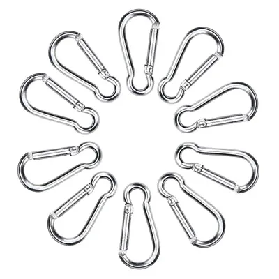 10x Mini Silver Carabiners Spring Clip Hook Keychain Key D Ring Hiking Small • $6.95