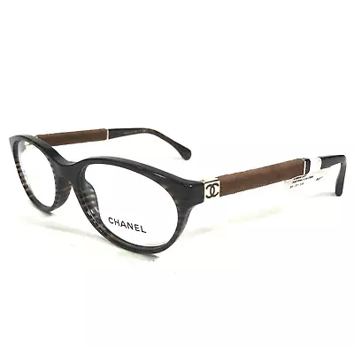 Chanel Eyeglasses Frames 3261 C.1442 Brown Gold Glitter Sparkly Round 51-17-135 • $573.25