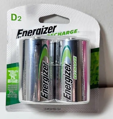 2 Energizer D D2 NH50 Rechargeable NiMH 2500mAh 1.2V Batteries  • $9.99