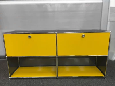 USM Haller Sideboard 4 Compartments 2 Flaps Yellow Anthracite Grey Retro Shelf • £1686.56