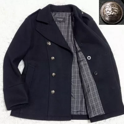 Burberry Black Label Men Size L Wool Pea Coat Plaid Horse Logo Japan Limited • $200