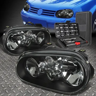 $85.88 • Buy For 99-06 Vlokswagen Golf Cabrio Projector Headlight Head Lamps+tool Set Black