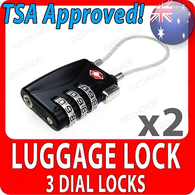 $12.59 • Buy 2 X TSA 3 Dial Luggage Locks Travel Suitcase TSA719 Locks Black TSA002