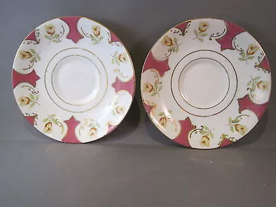 Ucagco China Japan Marked Gold Trim Floral And Red Saucers Demitasse Size • $14