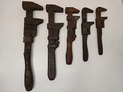 Lot Of 5- Old Vintage Adjustable Monkey Pipe Wrenches. Variety Sizes. W&B • $33