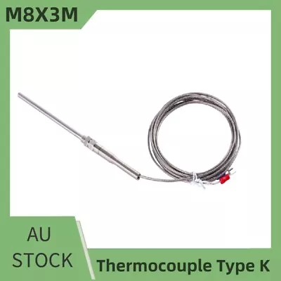 100mm 3m/10ft K Type Thermocouple  Probe Stainless Steel High Temperature Sensor • $12.69