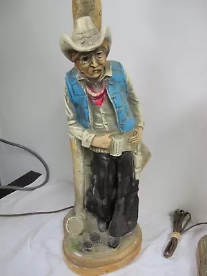 Vintage Chalkware Western Cowboy  Table Lamp Apsit Bros Of California  • $60