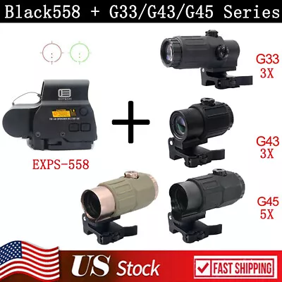 558 Red Green Dot Clone+G33/G43/G45 Magnifier 3X/5X Scope With Switch To Side QD • $117.99