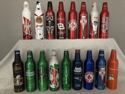 $17 • Buy Bud, Bud Light, 16 Oz Aluminum Bottle LOT Of  17! Sox, Hooters, Dale Jr, St Pats