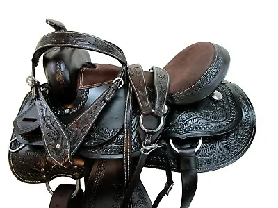 Pro Western Barrel Racing Horse Saddle 15 16 17 18 Pleasure Tooled Leather Tack • $355.25