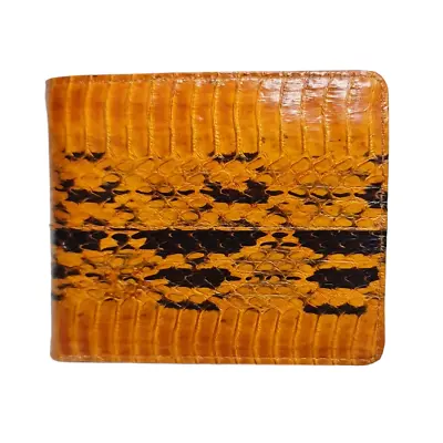 Genuine Cobra Snake Bifold Mens Wallet Caramel Brown • $21