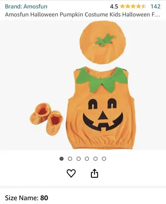 Baby Halloween Pumpkin Costume Fancy Dress Outfit Set Size 80 (0-6 Months) • £6