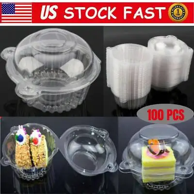 Individual Cupcake Containers 100Pack Clear Plastic Disposable Cupcake Boxes US • $19.99