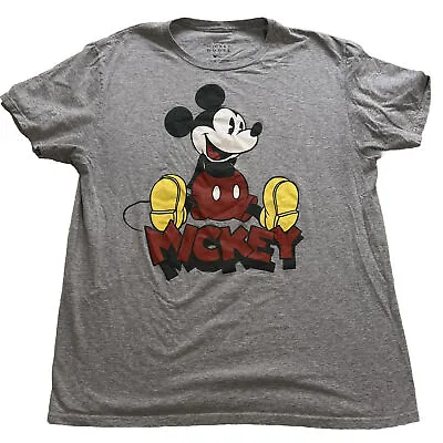Disney Mickey Mouse T-Shirt Men's Size L Grey Graphic Print Big Logo Tee • $8.88