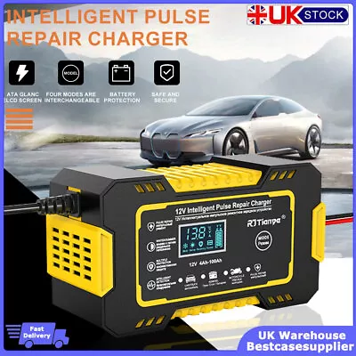 AGM/GEL UK Car Battery Charger 12V Fast Charger Automatic Smart Pulse Repair • £16.89