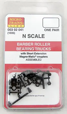 N Scale Barber Roller Bearing Trucks W/Short Extension Couplers - MTL #1035 • $6.88