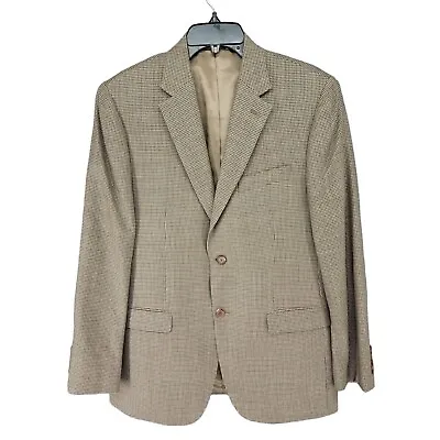 Ralph Lauren Mens Sport Coat Slim 40R Houndstooth Silk Wool Tan • $76.67