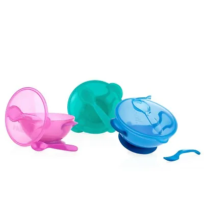 Nuby Easy Go Suction Bowl & Spoon With Lid - Durable - BPA Free -Multiple Colors • $5.99