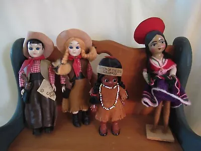 Lot Vintage Dolls 1950s Tagged Carlson Cowboy Cowgirl Googly Indian Mexican • $19