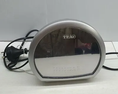 Retro Teac CRX-25 Dual Alarm Clock Radio Works Round Silver AU Plug FM/AM • $40