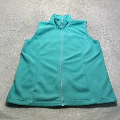 Made For Life Vest Womens Large L Teal Blue Mock Neck Sleeveless Fleece Full Zip • $22.98