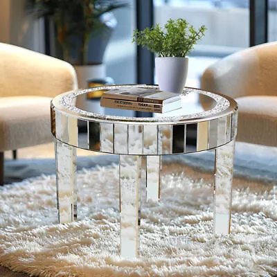Silver Mirrored Coffee Table Sofa End Side Table Bedside Table W Crushed Diamond • $165.95