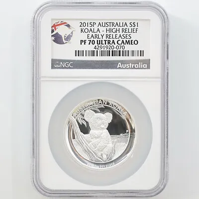 $135 • Buy 2015 Australia Koala 1 Oz Silver Proof High Relief Coin NGC PF 70 UC ER 