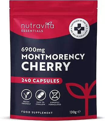 Montmorency Cherry 6900mg | 240 Capsules | Tart Cherry Extract | Vegan Made UK • £8.85