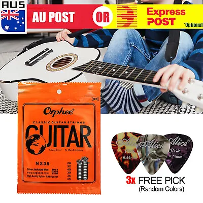 $6.29 • Buy Nylon Guitar Strings W/ 3 Picks Set Acoustic Classical Orphee Universal 28-45 X