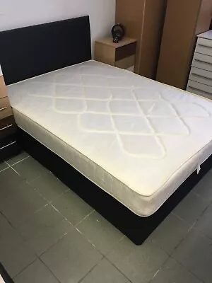 4ft6 Standard Double Black Base With Deep Quilt Mattress And Headboard! • £219.99