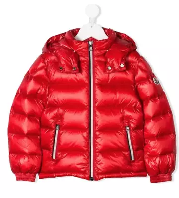 MONCLER JUNIOR GIUBBOTTO GASTONET Red Hooded Puffer Jacket - 12 Years • $690