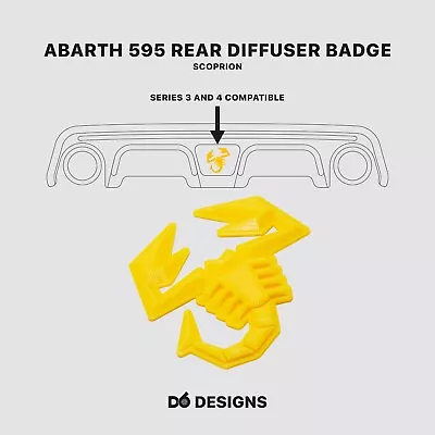 Abarth 595 Series 3 & 4 – 3D Printed Rear Diffuser Badge Scorpion – Yellow • £12