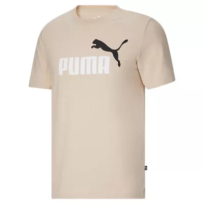 Puma Essentials Logo Crew Neck Short Sleeve T-Shirt Mens Beige Casual Tops 67877 • $14.99