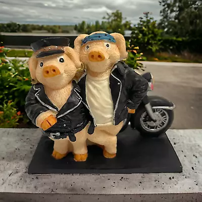 Biker Pigs Boy & Girl Couple With Motorcycle Figurine • $9