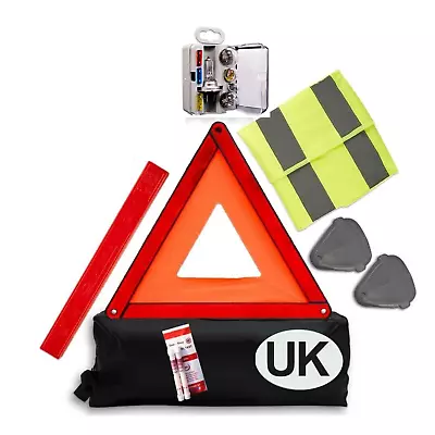 £29.99 • Buy European Car Driving Travel Kit -includes First Aid, 2 Hi Vis, Warning Triangle