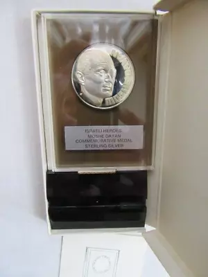 Moshe Dayan Commemorative Silver Medal  Israeli Heroes - Sterling Silver Nice • $39