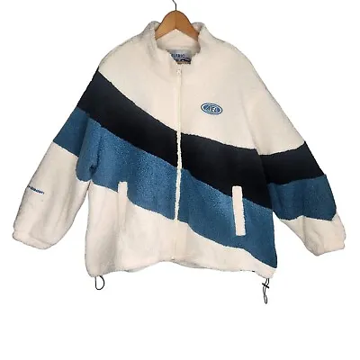 Aelfric Eden Three-color Patchwork Sherpa Coat Blue Cream Black Unisex Size Sm • $50