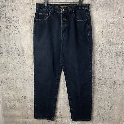 Vintage Marithe Girbaud Francois Jeans 34x31 Black Loose Dark Wash Denim Men’s • $75