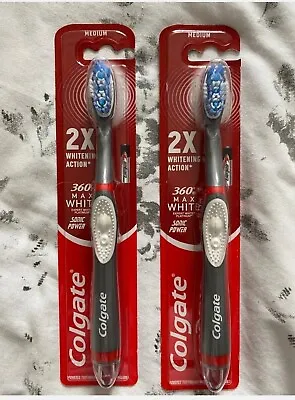 2 Colgate 360 Max White Expert Whitening Sonic Power Battery Toothbrush 2 Of • £13.49