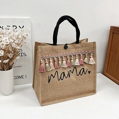 Vintage Handbag Tassel Tote Bag Large Capacity Linen Bag Women Shoulder Bags • $15.93