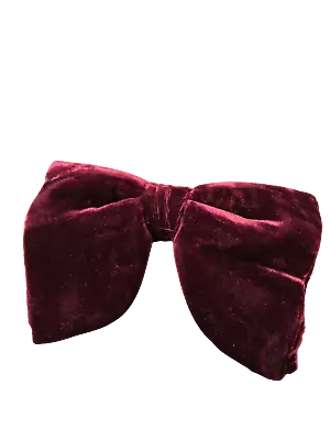 Vtg Gentlemen Dark Burgundy Velvet Oversize Bow Tie Papillon  • $21.52